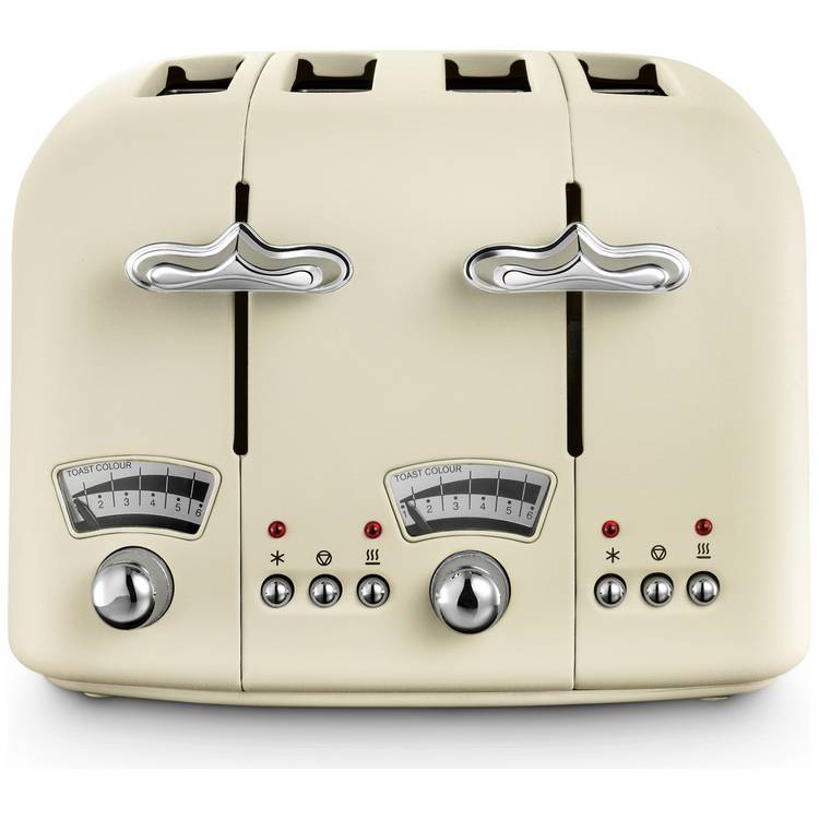 De'Longhi CTO4.BG Argento Flora 4 Slice Toaster - Beige