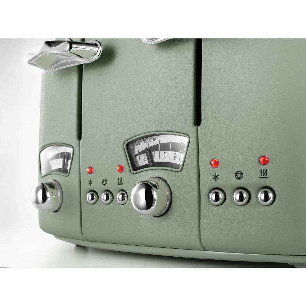 De'Longhi CTO4.GR Argento Flora 4 Slice Toaster - Green